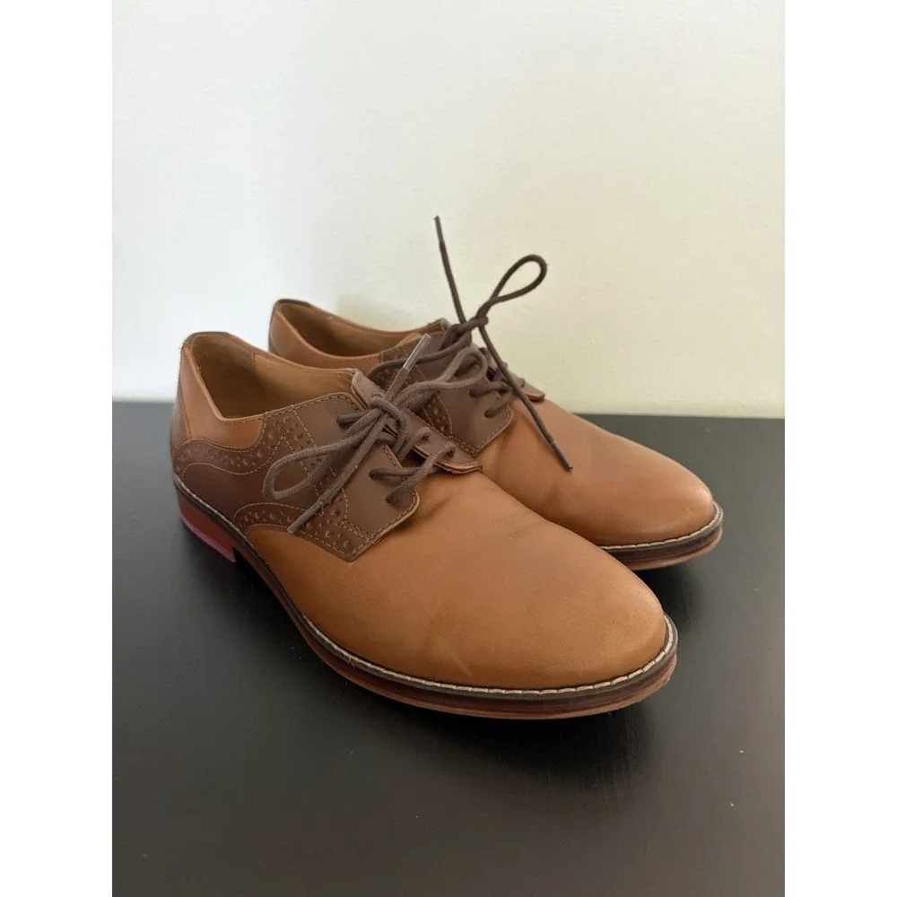 Johnston & Murphy Conard Saddle Dress Shoes Brown Leather Big Kids Boys 3